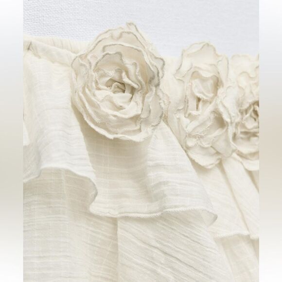 Zara textured flowers cotton gauze top - Picture 5 of 6